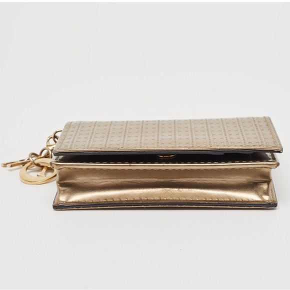 RARE Dior Gold Micro Cannage Lady Dior Metallic Patent Leather Card Holder - Picture 4 of 12